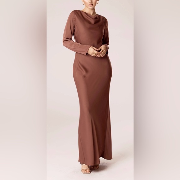 Mauve Satin Maxi Dress - Picture 1 of 2